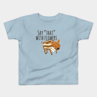 Little boar with a flower #3 Kids T-Shirt